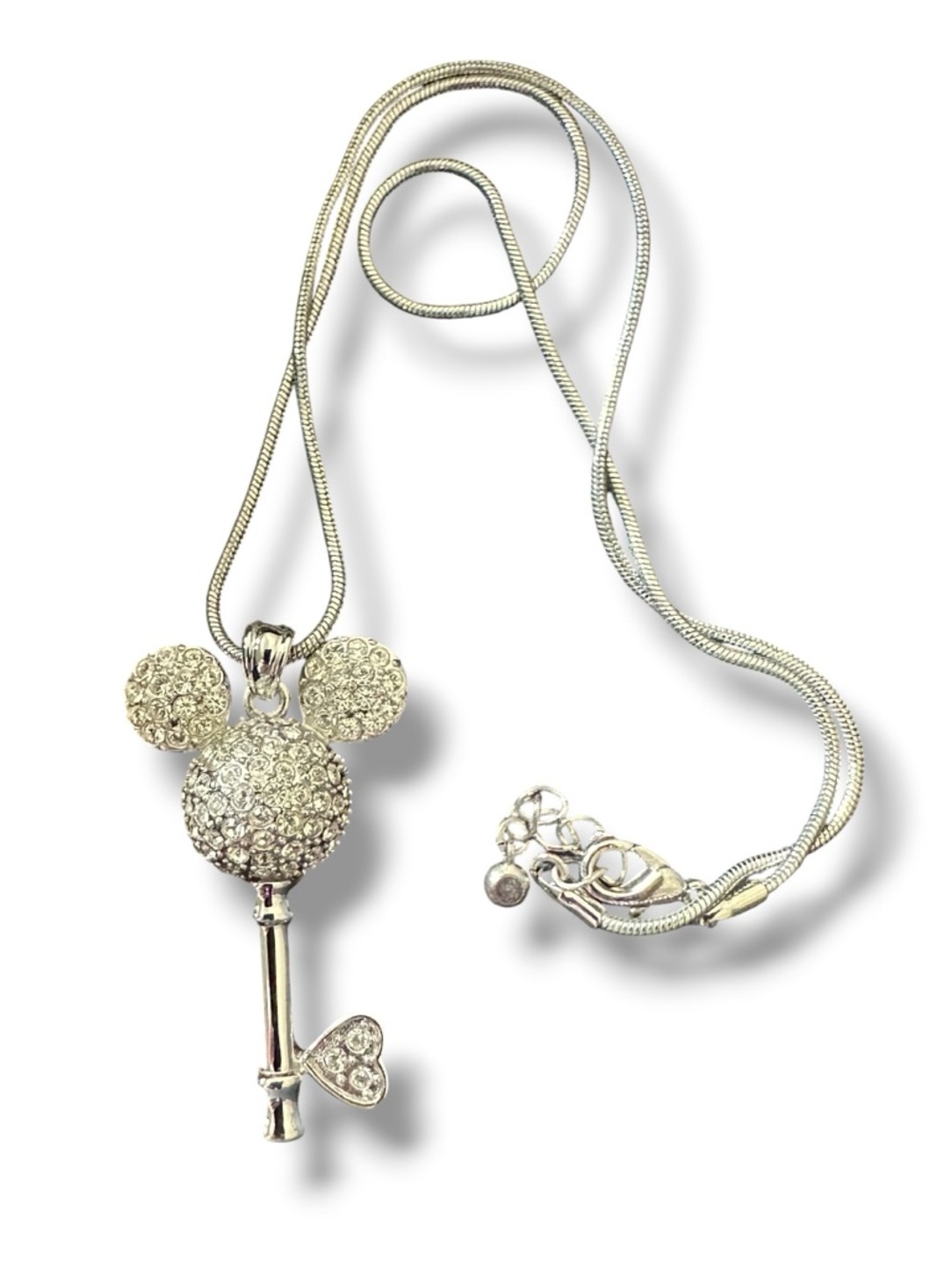 Disney Arribas Necklace Mickey Studded Crystal Key w/Display Case Genuine Disney